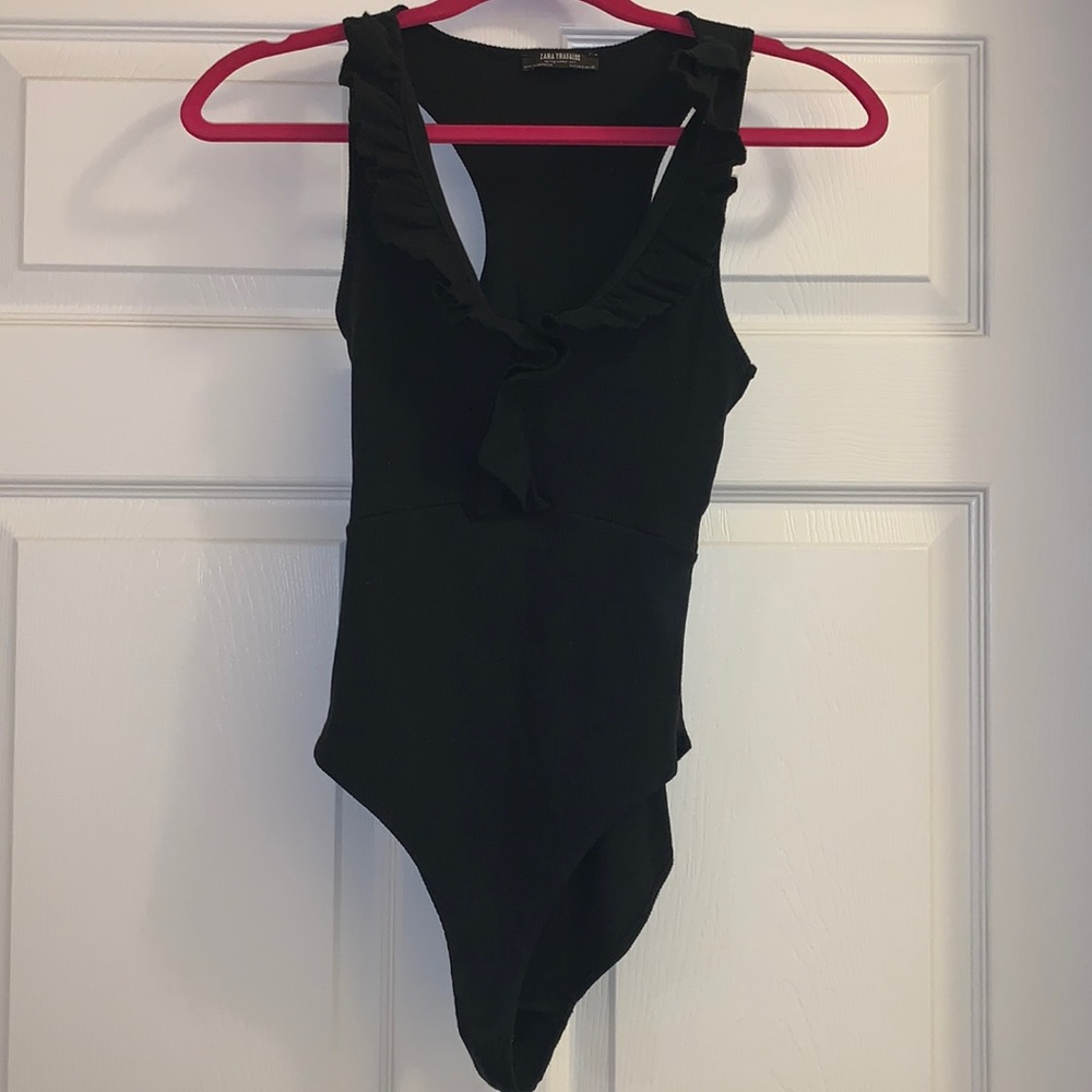 Black Zara Ruffle Bodysuit